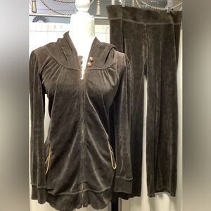 Juicy Couture Wide Leg Pull On Pants 36 x 33 Zip Up Hoodie Velour Tracksuit Y2K